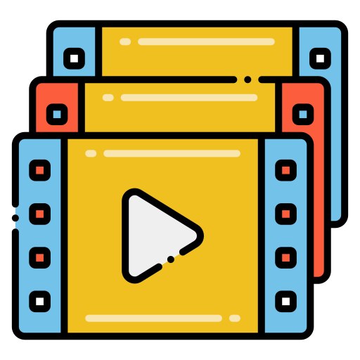 Ícone de claquete representando séries P2Server atualizadas diariamente com temporadas completas e episódios novos em poucas horas